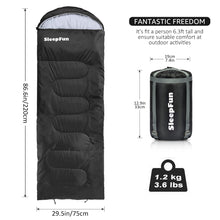 Load image into Gallery viewer, Sleepfun Lightweight Compact Backpacking Sleeping Bag for Adult, Ultralight 3 Season Thin Warm Weather Waterproof Portable Envelope Sleeping Bag for Camping, Hiking, Summer, Spring, Fall, Women, Men