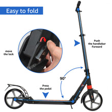 Load image into Gallery viewer, 3StyleScooters City Scooter Foldable Scooter Kids Big Wheel Scooter Adult City Scooter with Double Suspension Scooter for Adults and Children, 200 mm Large Wheels Scooter for Children Teenagers