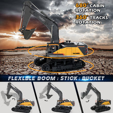 Load image into Gallery viewer, Titokgo Toy vehicles 1/14 Scale RC Excavator, 22 Channel Upgrade Full Functional Construction Vehicles Rechargeable RC Truck with Metal Shovel and Lights Sounds