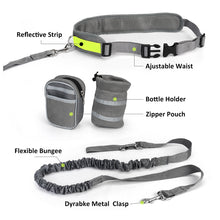 Load image into Gallery viewer, PetOde Hands Free Dog Leash, Suitable for Running Walking Jogging Hiking, Training for Small Medium and Large Dogs, Adjustable Waist Belt, Dual-Handle Flexible Bungee, Dyrabke Metal Clasp ,Zipper Pouch