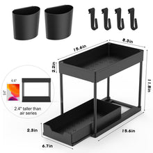 Load image into Gallery viewer, Greenlok Plastic Bath Racks Storage Lower Cabinets Slip out Sliding Rack, Hanging Cups and Hooks, Multi-purpose Storage Rack Suit for Bathroom Kitchen
