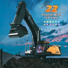Load image into Gallery viewer, Titokgo Toy vehicles 1/14 Scale RC Excavator, 22 Channel Upgrade Full Functional Construction Vehicles Rechargeable RC Truck with Metal Shovel and Lights Sounds