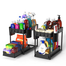 Load image into Gallery viewer, Greenlok Plastic Bath Racks Storage Lower Cabinets Slip out Sliding Rack, Hanging Cups and Hooks, Multi-purpose Storage Rack Suit for Bathroom Kitchen
