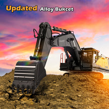 Load image into Gallery viewer, Titokgo Toy vehicles 1/14 Scale RC Excavator, 22 Channel Upgrade Full Functional Construction Vehicles Rechargeable RC Truck with Metal Shovel and Lights Sounds