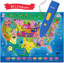 Load image into Gallery viewer, Qiaojoy Interactive USA Map- 2-8 Years Old Learning Toys
