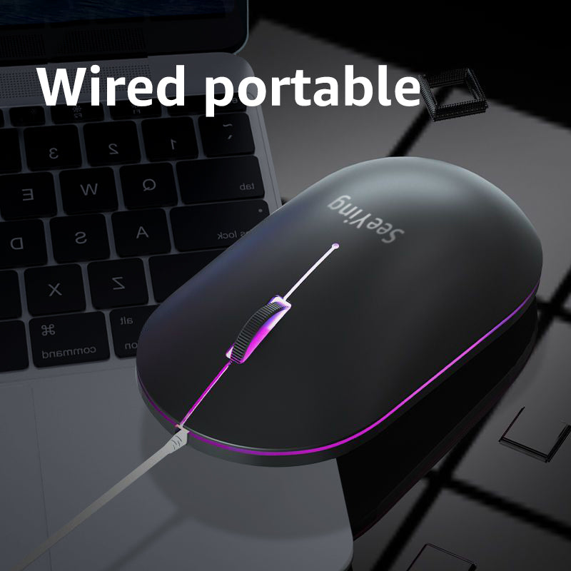 SeeYing Computer Mouse Wired Mute Silent Computer Laptop Desktop Home Office Games for Boys and Girls Universal Dazzling Glow