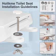 Load image into Gallery viewer, Holikme Toilet Seats Elongated Soft Close Toilet Cover Built with Non-slip Rubber Bumpers No Slam Slow Close Toilet Lid Easy to Install with Metal Bolts for Standard Elongated Oval Toilets toilets
