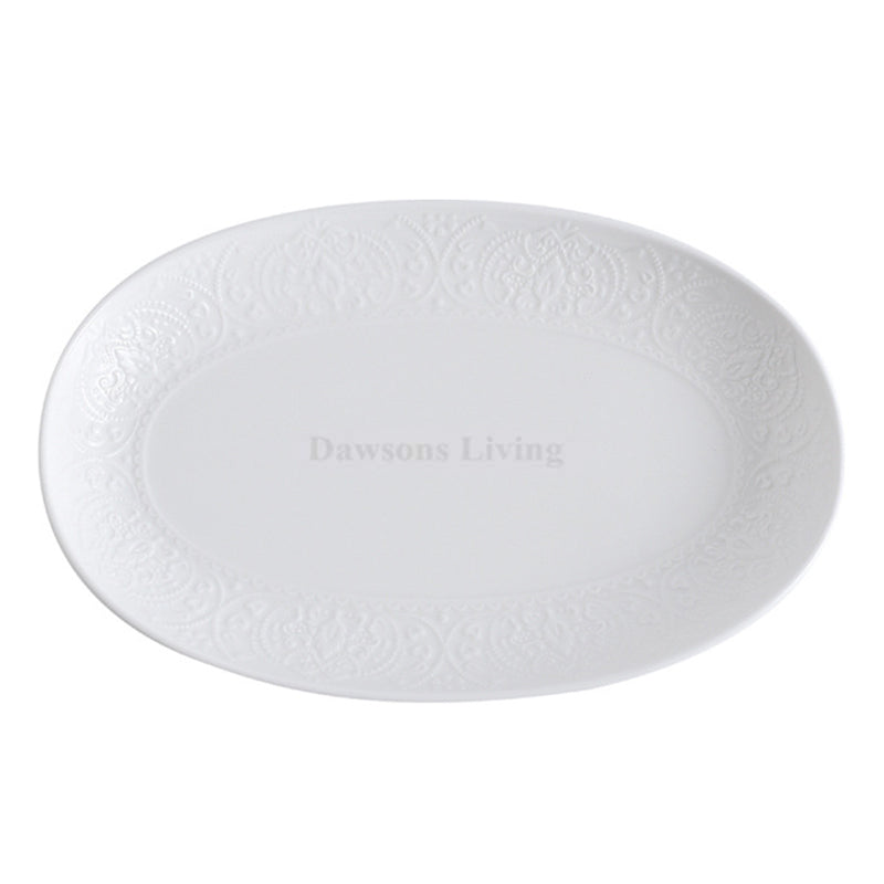 Dawsons Living Dessert Plates, Dinner Plate, Dinnerware, Salad Dish Microwave, Oven, and Dishwasher Safe, Scratch Resistant--White