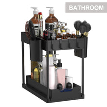 Load image into Gallery viewer, Greenlok Plastic Bath Racks Storage Lower Cabinets Slip out Sliding Rack, Hanging Cups and Hooks, Multi-purpose Storage Rack Suit for Bathroom Kitchen
