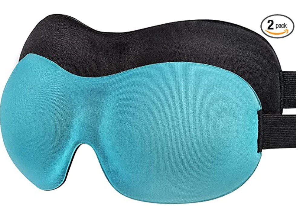 Sleep Mask SleepFun Invisible Alar Deep Orbit 3D Eye Mask Ultra Lightweight & Comfortable Sleeping Mask for Travel, Nap, Shift Works, Black & Blue