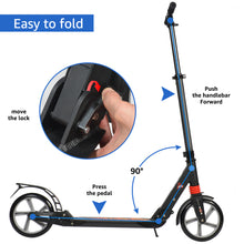 Load image into Gallery viewer, 3StyleScooters City Scooter Foldable Scooter Kids Big Wheel Scooter Adult City Scooter with Double Suspension Scooter for Adults and Children, 200 mm Large Wheels Scooter for Children Teenagers
