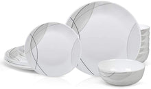 Load image into Gallery viewer, HomeElves 18-Piece Kitchen Dinnerware Set,Saucers,Plates,Bowls,Break and Chip Resistant,Dish Sets Service for 6,Simple Lines
