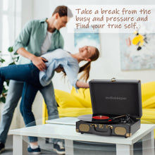 Load image into Gallery viewer, audiokeeper Vinyl Record Player 3-Speed Bluetooth Suitcase Portable Belt-Driven Record Player with Built-in Speakers RCA Line Out AUX in Headphone Jack Vintage Turntable
