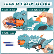 Load image into Gallery viewer, Hozor Dinosaur Boy Soft Bullet Gun Toy, with 50 Soft Foam Darts, Shooting Cans and 5 Darts Spinning Cylinder, Indoor and Outdoor Shooting Games

