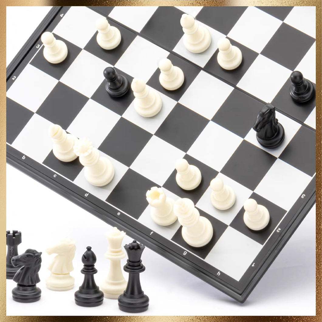 Spiralgear Chess Games Superior Quality Magnetic Travel Chess Set with Foldable Board International Small Chess Checkers