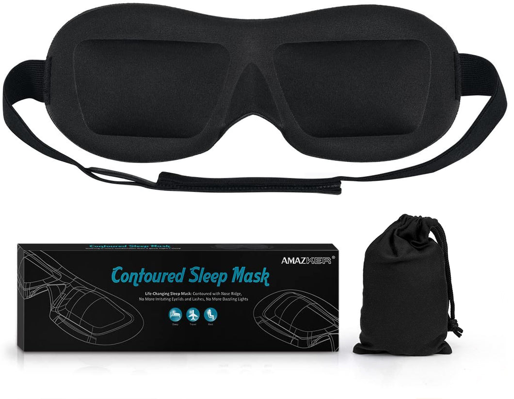 AMAZKER Eyeshades 3D Sleep Eye Masks for Sleeping with Carry Pouch Contoured Shape Ultra Lightweight and Comfortable Sleeping Mask for Travel, Nap