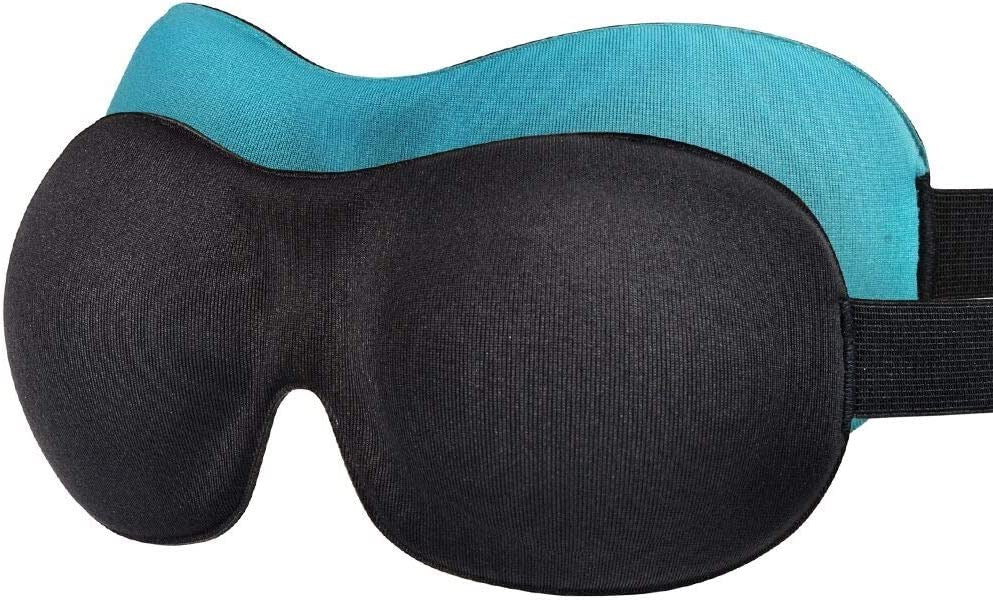 Sleep Mask AMAZKER Invisible Alar Deep Orbit AMAZKER 3D Eye Mask Ultra Lightweight & Comfortable Sleeping Mask for Travel, Nap, Shift Works, Black & Blue